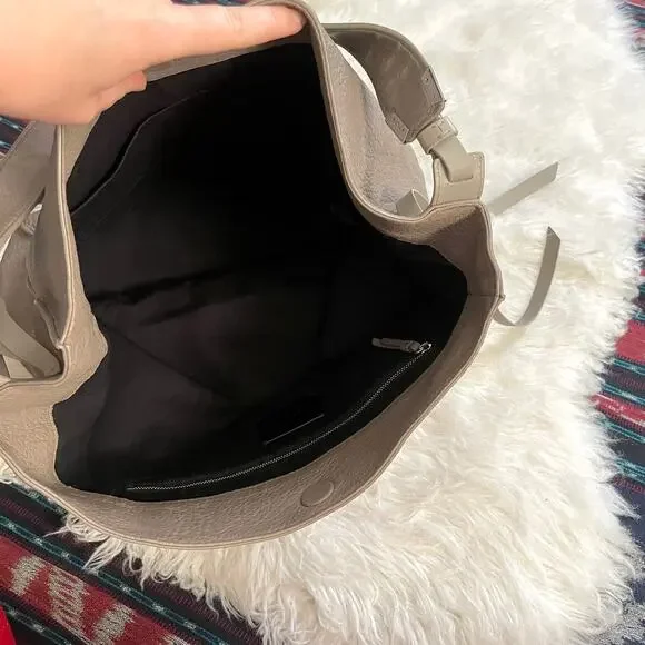 All Saints Taupe Leather Hobo Bag Shoulder Purse - Picture 10 of 15